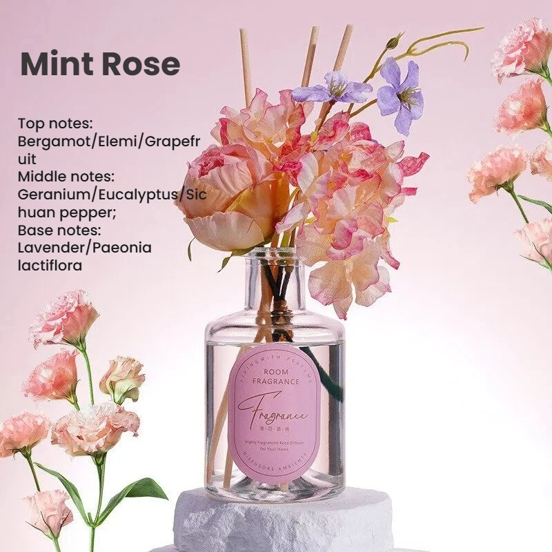 Blumenduft-Diffusor mit Stäbchen, flammenloser Raumduft mit getrockneten Blumen, luxuriöser Aromatherapie-Duft für Schlafzimmer und Wohnzimmer