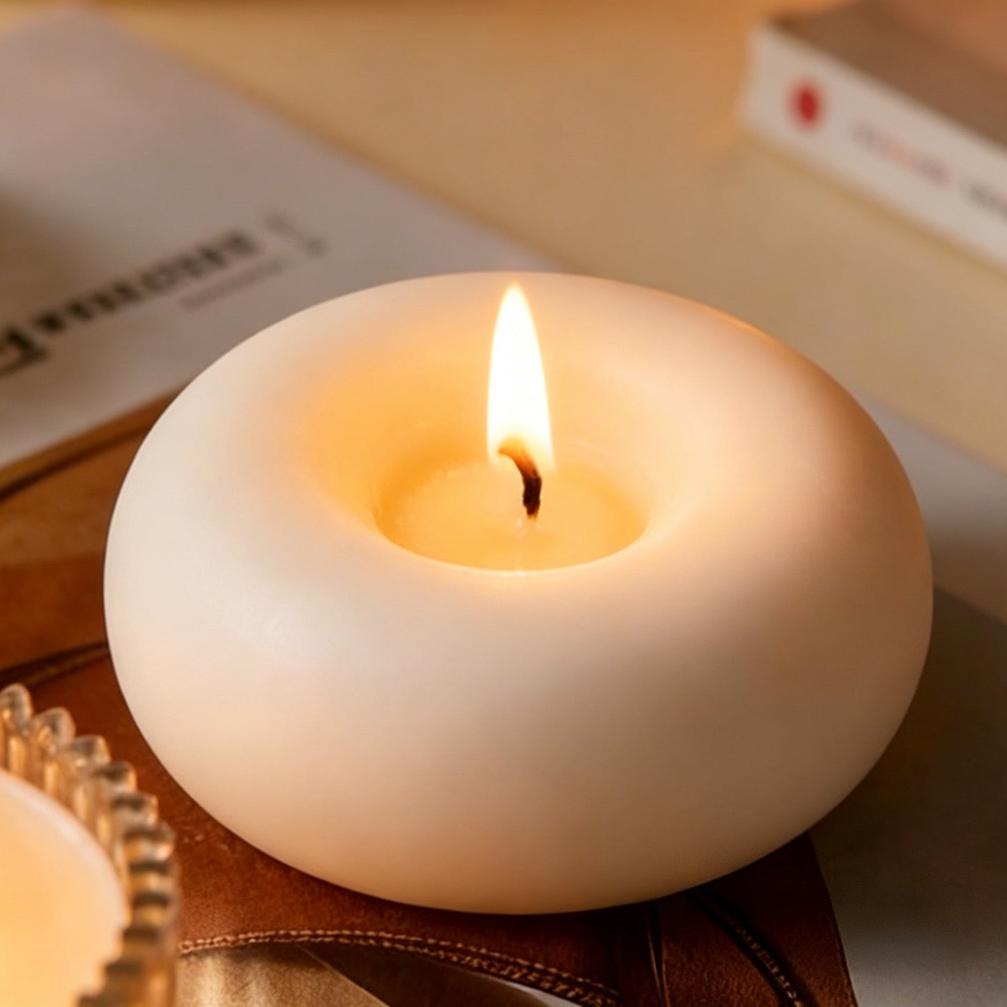 Weiße Donut-förmige Duftkerze • INS-Stil