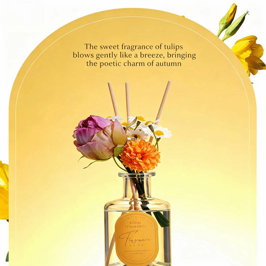 Floral Reed Diffuser, Flameless Home Fragrance with Dried Flower Decor, Luxury Aromatherapy Scent for Bedroom & Living Room