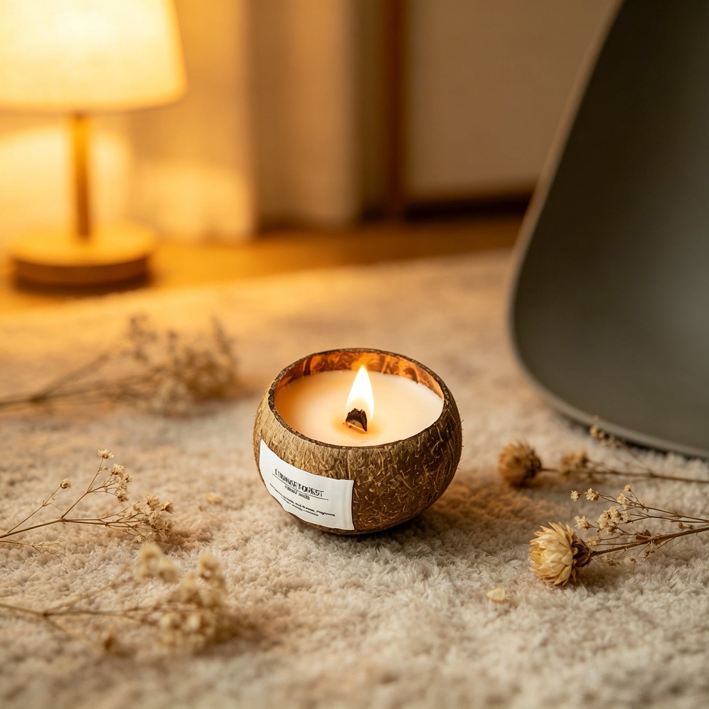Vela Aromática de Cera de Soja Natural | Vela Aromática de Concha de Coco